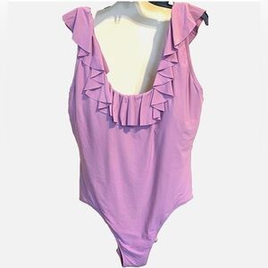 J.Crew Ruffle One-Piece Swimsuit Purple Lavender Size 18 Flounce Monokini